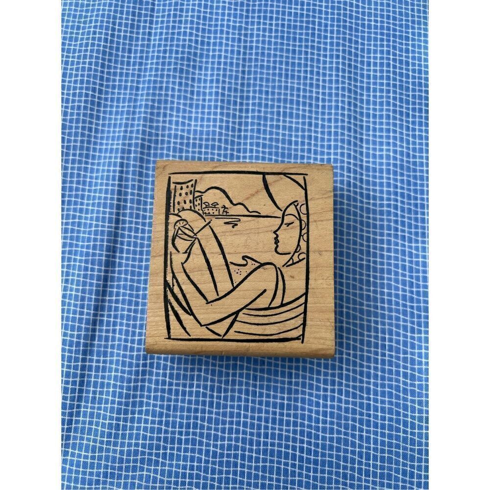 Vintage Rubber Line Art Woman Stamp